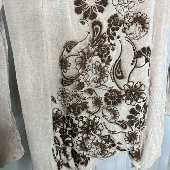 Fiorella Rubin Draped Cardigan Floral Print Beige Nude Made in Italy Size XS - Picture 3 of 7